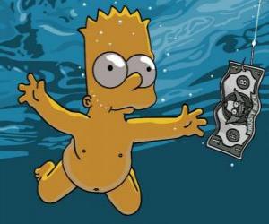 Puzzle Bart Simpson υποβρύχια για να πάρει ένα εισιτήριο από ένα γάντζο